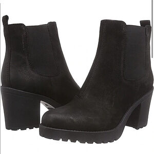 Vagabond Grace Black Leather Nubuck Chunky Heel Platform Lug Sole Boot​
